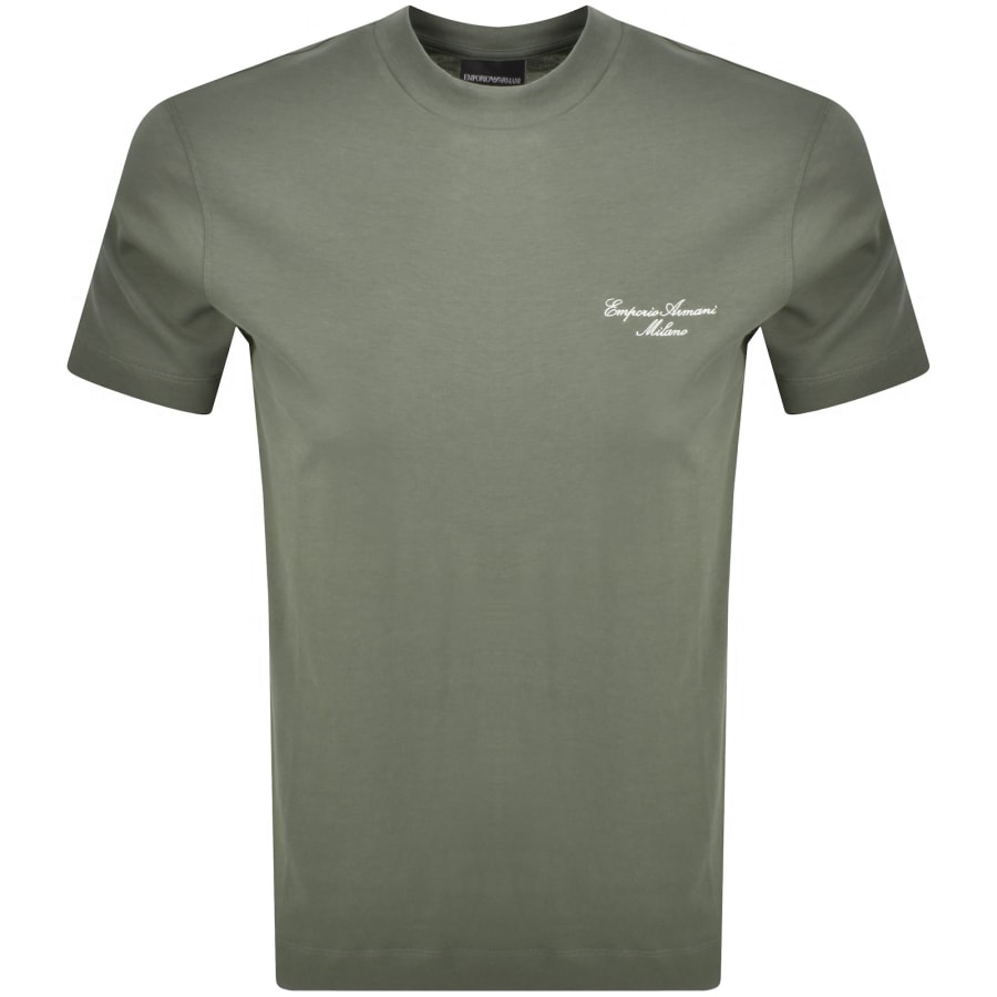 Emporio Armani Embroidered Logo T Shirt Green | Mainline